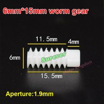5개 6x10mm/6x15mm 0.5 모듈러스 1.9mm 조리개 연장 웜 기어 커플링 2mm 샤프트 직경, [01] 15mm long gear