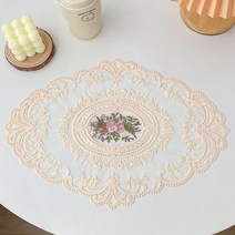 [신혼일기] 레이스 프로럴 자수 테이블 매트 [5color], 1개, 베이지