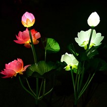 신성나라 태양광 연꽃 정원등 태양열 LED 꽃모양 조명 화단 정원 한옥 사찰 조명 야외등 잔디 실외정원등, 핑크