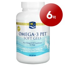 리암마켓 Nordic Naturals 노르딕 내추럴스 강아지용 면역 건강한 피부 털 관리 보충제 오메가-3 소프트젤 180정 1팩, 6팩