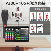 신형 아나운서 벨트 틱톡 스피드 핸드 녹음 마이크 세트 사운드카드 생방송 설비 전용 마이크 세트, 사과, P300+105 블랙+26CM 보광등 착지 브래킷+헤