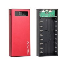 분리 가능한 DIY 파워 뱅크 박스 18650 플랫 헤드 배터리 충전기 외부 케이스 마이크로/전화/C 입력 포트 파워 뱅크 케이스, 빨간색
