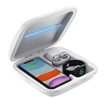 고속 무선 충전기 애플 휴대폰 UV 자외선 살균기 4in1 올인원 아이폰13 애플워치7 에어팟 소독기, 화이트