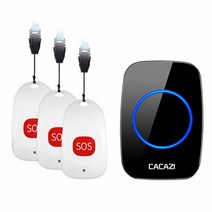 CACAZI Smart Home Wireless Pager Doorbell Old man Patient Emergency Alarm 80M Range 3 SOS Button 1 R, [02] 3 sos 1 receiver, [02] UK