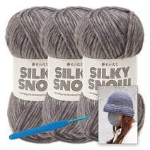 [니뜨] 실키스노우실(100g)x3볼+코바늘 7/0호+루비나버킷햇도안, 07_진그레이