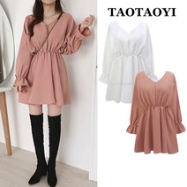 프릴원피스디자인 가을 작은 키 허리보정 슬림핏 디자인감각 여성 커프스 A라인 인형 2082873891