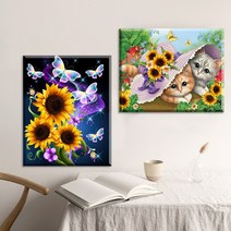 파센 2P 액자 보석십자수 캔버스형 DIY 키트 40 x 50 cm, FN27.귀여운 고양이