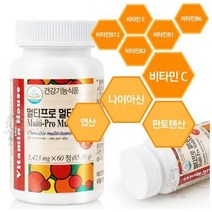 우리가족 멀티비타민 60정 나이아신 엽산 판토텐산함유(2개월분)비타민하우스, 1개, 60캡슐