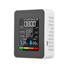 CO2 미세먼지 학교 가정용 캠핑용 산소 이산화탄소 측정기 5 in 1 포름알데히드, 백색 반도체