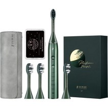 Flexforce 성인용 전동 칫솔 소닉 회전 듀폰 브러시 헤드 4개 여행용 케이스 1개 치실 1개 모드 5개 2분 타이머 무선 충전식 4시간 사용 그린 U1B, 초록색.