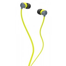 Skullcandy Jib 이어폰 형 소음 차단 이어폰 경량 스테레오 사운드 및 강화 된베이스 유선 3.5mm 잭 연결 회색 / 핫 라임