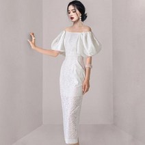 파티드레스 레이스 이브닝 드레스 여성용 랜턴 슬리브 미디 옷 정장 원피스