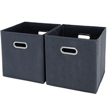 SEVENDOME 패브릭 보관 상자 큐브 27.9 x 27.9 x 27.9cm(11 x 11 x 11인치) 손잡이가 달린 패브릭 칸막이 정리함 바구니 옷장용 접이식 바구니 또는, 4 Pack, Gray