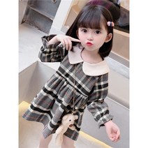 레드호호 봄가을 여아 둥근카라 체크무늬 원피스 등원룩