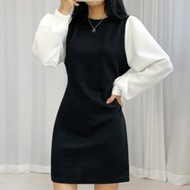 [일체형] 화사 골지 퍼프 리본 원피스