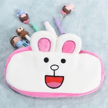 [모비딕컴퍼니] 메쉬파우치 학생필통 분리필통 필통선물 봉제파우치 팬시류 초등필통 phiao, 잇★ 귀여운 빵긋 토끼 슬림 펜슬케이스 파우치 필통, 잇★ 1 토끼