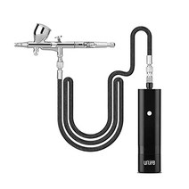 urlife 에어브러시 컴프레서 세트 30psi 안정된 고압력 HPAIRA 충전식 더블 액션식 자동 전원 오토스위치 에어 조정 1.2m 편조 호스 부착 구경 0.3mm 소형 경량 프라모 위장 모형 루어 만들기 회화 네일 아트 DIY