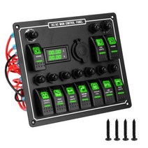 스위치 패널 LED 조명 토글 회로 차단기 테스트 자동차 퓨즈 액세서리 보트 캐러밴 트럭 트레일러 해양 24V 12V 10 버튼, CN_Green