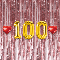 100일 이벤트 포토존 세트 아기 기념일 커플 축하 기념 숫자 풍선 하트, 02.커튼-(로즈골드)-100(소)-골드