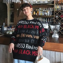 가바바 남성 라운드 니트티 레터링 스타일 좋은 스웨터 G23167