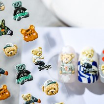 [디비투] 캐릭터 네일스티커 13종 네일 엠보 스티커, 곰돌이