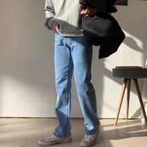 퀄리티 롱 데님 레귤러 와이드핏 청바지 남자 봄 여름 가을 겨울 옷 바지 코디