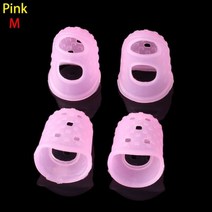 [9월픽]4Pcs 기타 손가락 보호 실리콘 가드 우쿨렐레 용 Antipain Fingerstall 프레스 액세서리 Non-slip, M Pink