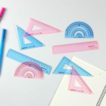 아이비스 삼각자 각도기 직자 세트 측정 제도 준비물, 블루, 블루