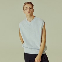 [NOHANT] LOGO V-NECK SWEAT VEST ASH GRAY