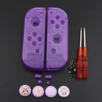 퐁고샵보라색 그립 나사 Nintendo 스위치 NS JoyCon 조이 콘 컨트롤러 하우징 쉘 케이스 조이 콘 핸드 스트, 한개옵션1, 09 Clear purple a set