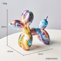 강아지 공예품 장식품 주물 도자기 art graffiti colorful balloons 개 조각 수지 동상 북유럽 홈 거실 책상 장식 인형 인테리어 선물, 스타일 h