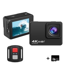 LUSSIN 4K 60FPS 방수 액션캠 고가성비 120분 고화질 떨림 방지 {프로페셔널 버전} 액션 캠, 블랙+32GSD 카드
