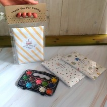 [사과나무답례품]유치원 물감 선물 어린이집 생일답례품 입학 졸업 종업식 선물 어린이집 고급 친구 선물-(12색 물감 팔레트+붓+색칠공부) 선물 크리스마스 선물, 칼라삼각+손잡이
