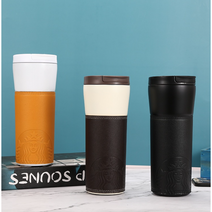 한정수량 스타벅스 마블 텀블러 오페라 가죽 보온병 500 ml, 브라운