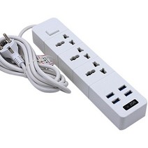 고전력 산업용 기관용스위치가있는 범용 전원 스트립 홈 전기 소켓 확장 3 콘센트 4USB 포트 EU 미국 CN 영, 04 UK, 02 black