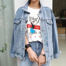 갠소 루즈 소매 박시 데님 자켓