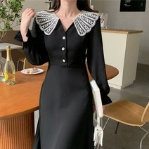 나인포시즌 럽빈 9월 10월 결혼식 하객룩 레이스 빅카라 원피스 청담며느리룩 가방순이