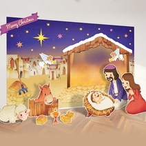 위드지저스 성탄 데코 및 입체포토존 -Merry Christmas (성탄감사주일 크리스마스 성탄예배 교회장식 포토존 교회현수막 교회배너 교회인테리어 교회행사) 현수막, 3.캐릭터+배경세트