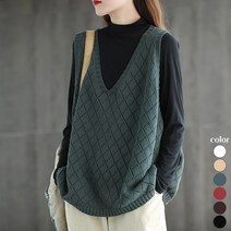 스타일아유 여자 오버핏 브이넥 데일리 여성 니트 조끼 베스트 [AYA8VT0024]