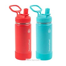 [미국]ThermoFlask water bottle 16oz 2개 Set, 1.블루& 화이트