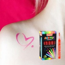바디페인팅 마카펜 - 자신의 개성을 표현하는 바디 마카펜 친구 또는 연인에게 표현하는 프린팅 바디펜슬 수용성 수용성 마커 문신 타투 헤나 할로윈데이 다용도 사용., 분홍 1개