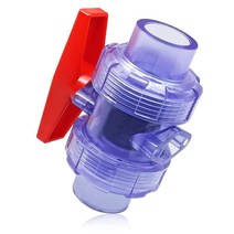 투명 UPVC 볼 밸브 1.3cm(1/2인치) (DN15) 슬립 더블 트루 유니온 풀 플로우 파이프 소켓 엔드 물 차단 ASTM EPDM O링, 2inch-1Pc