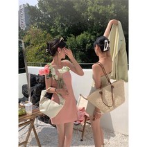 아이보리 핑크 민트 블랙 보라)하바나 루즈핏 블레이저 여성자켓과 버터플라이 끈소매 나시 미니원피스 세트 (각각 구입가능)