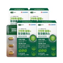 징코플러스 진코민 혈액순환 기억력 영양제 은행잎추출물 정 혈행 LDL콜레스테롤 뇌 두뇌 건강 수험생 영양재 식약처인증 건강기능식품, 코오롱제약 징코플러스 4통