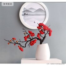 뉴타임즈3 모형 매화나무 복숭아꽃 화분경 객실 납매 장식 분재 D2A17 124, 06 조화(핑크 숏)+화병(YQ)