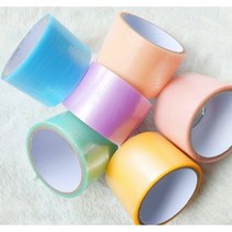 민냥이 펄반짝이 테이프공 볼테이프 만들기 폭 4.8cm 끊김없는 말랑이 장난감, 노랑
