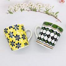 북유럽 패던 도자기 머그컵 2P세트 커피잔 물잔 300ml 선물세트 판촉