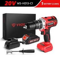 WOSAI MT 시리즈 브러시리스 전기 드릴 스크루 드라이버 125Nm 20V 13mm 무선 해머 리튬 이온 배터리, CHINA, WS-HD13-C1