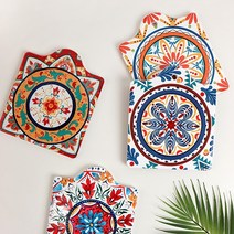 화사한 냄비받침 도자기 코르크 냄비받침대, 냄비받침대 - B(화이트)