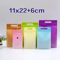 걸이식 구멍이 있는 플라스틱 지퍼 잠금 스탠드 업 백 셀프 씰 찢어진 노치 재사용 도이팩 화장품 보관, 01 11x22x6cm_03 nk